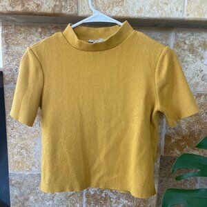 Zara Trafaluc Mock Neck Yellow Top